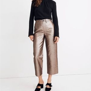 NWT Madewell Wide Leg Crop Pants in Metallic